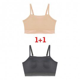 (1+1) Beige & Charcoal Sporty Lulu Bralettes