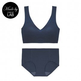 Navy Cotton Comfy Bralette (Only A,B Cup) & Panty Set