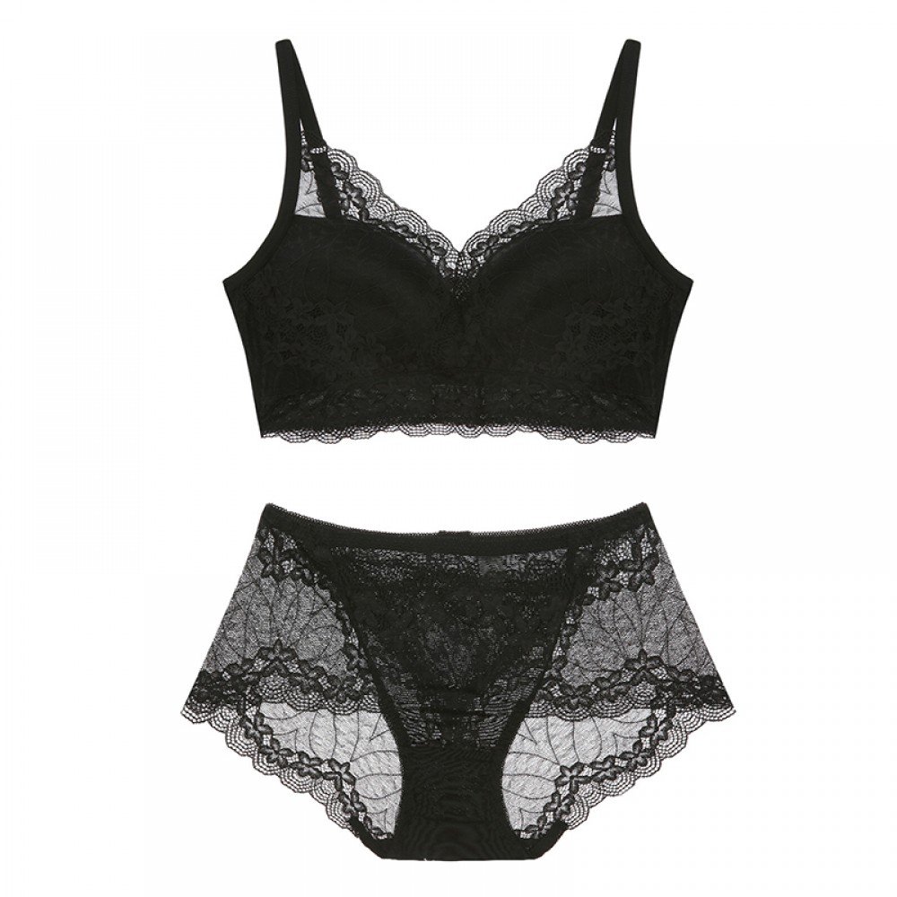 comfortlab black lacy comfort bralette & panty set
