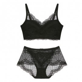 Black Lacy Comfort Bralette & Panty Set 